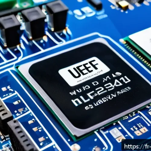 Home 32 바이오스와 UEFI 설정 차이 - A modern computer motherboard close-up showcasing UEFI firmware interface on a high-resolution monit...