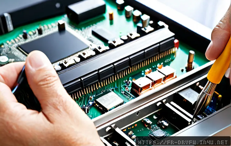 바이오스 비밀번호 초기화 방법 - Photorealistic close-up of a technician resetting a desktop computer BIOS by carefully removing a sm...